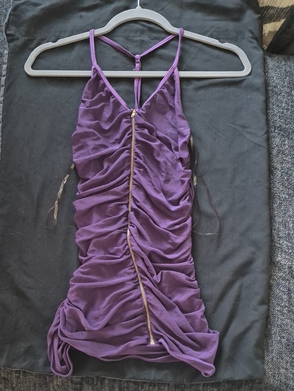 Dreamgirl Purple Ruched Mini Dress with Front Zip